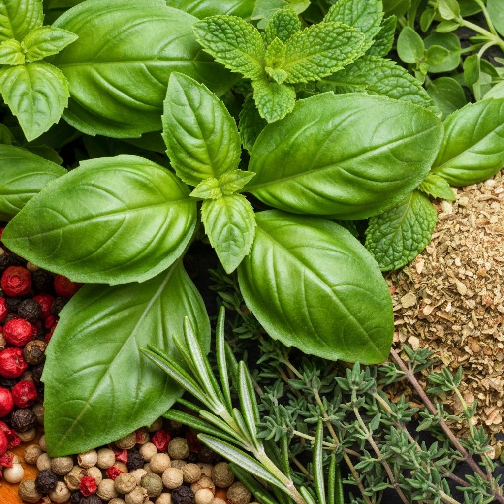 Blizak pogled na svježe biljelje i začine sa teksturom